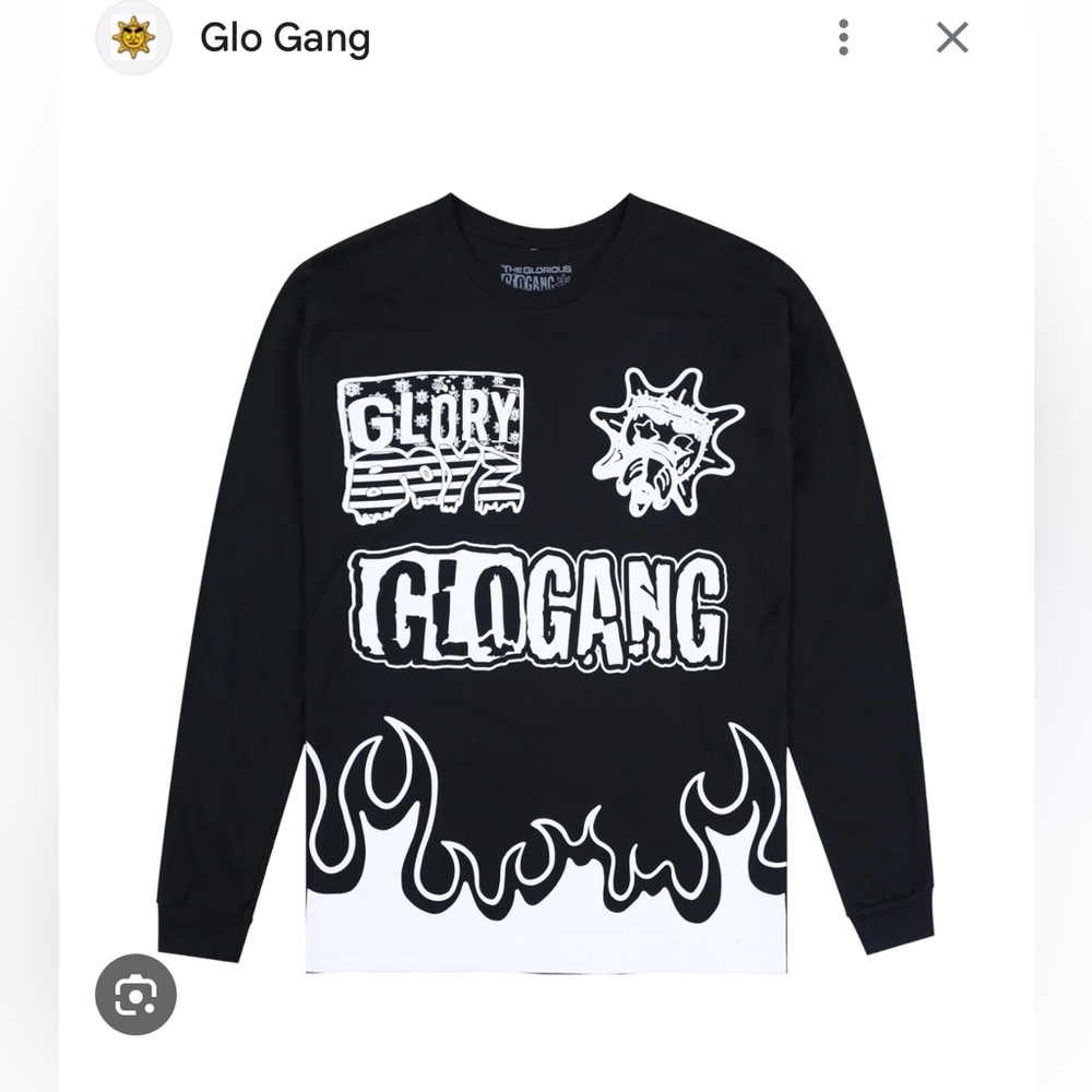 🔥 Glo Gang Glorious Flames Long Sleeve Tee Black - Size L
